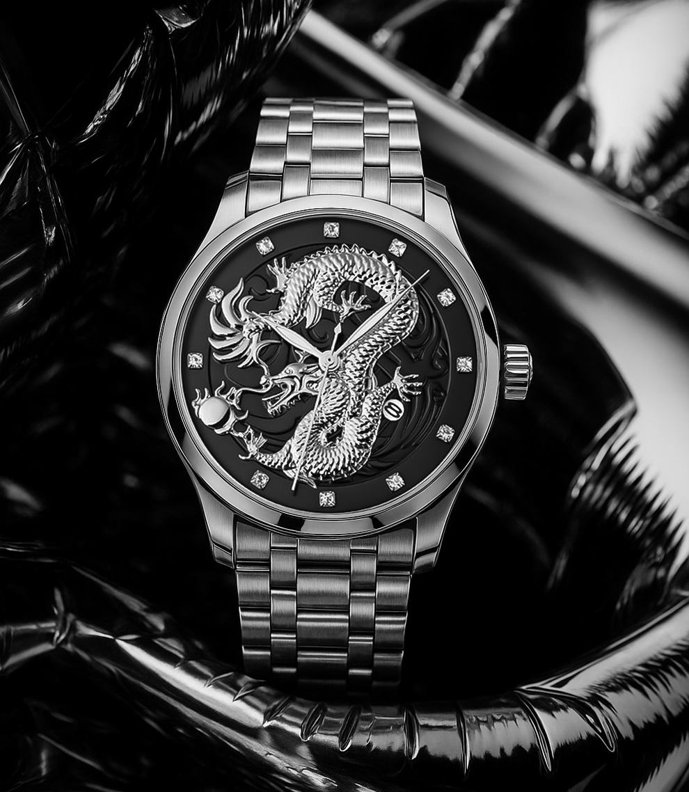 Imperial Dragon Silver Dial Luxury Watch - Silver